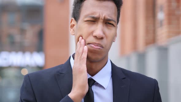 Toothache African Businessman with Tooth Infection