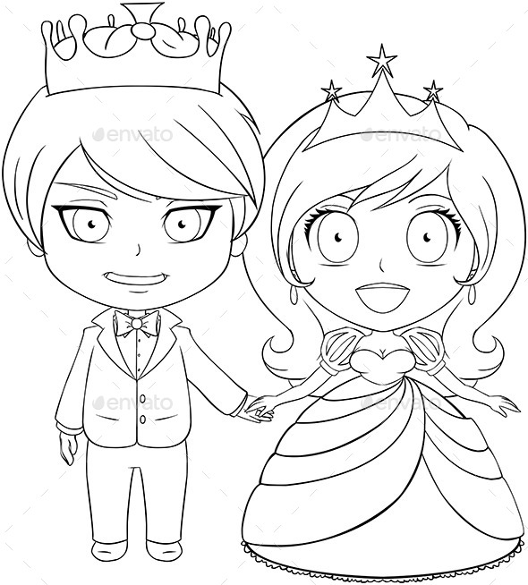 Prince and Princess Coloring Page