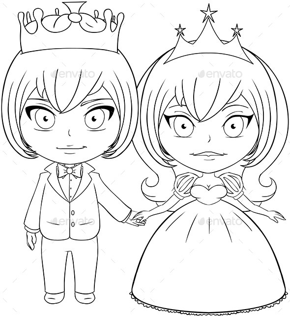 Prince and Princess Coloring Page
