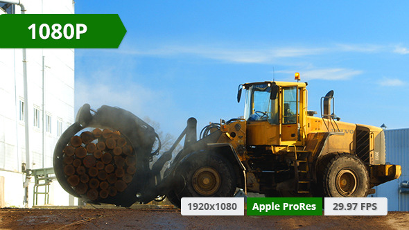 Tractor at Wood Processing Factory