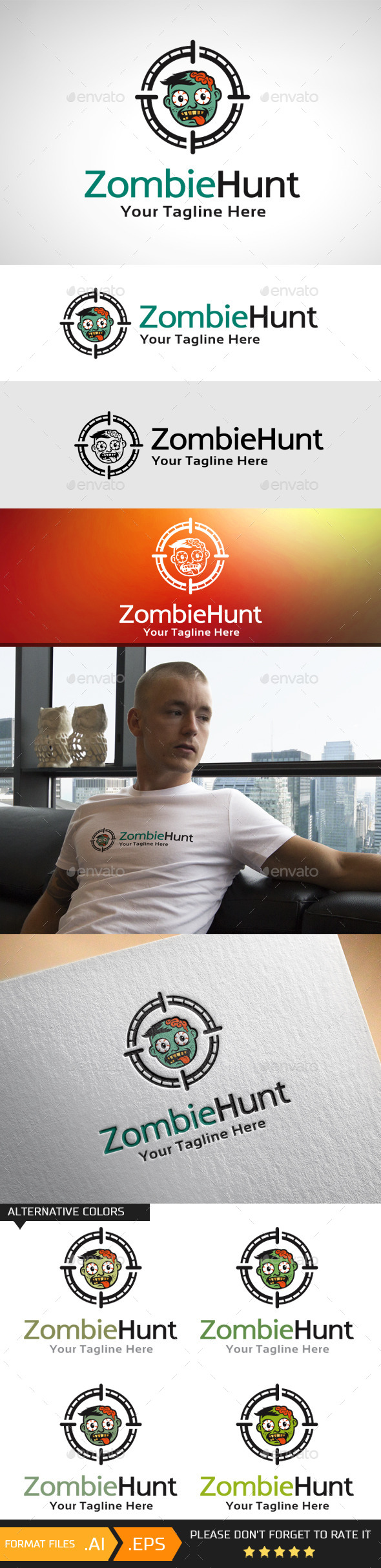 Zombie Hunt Logo Template
