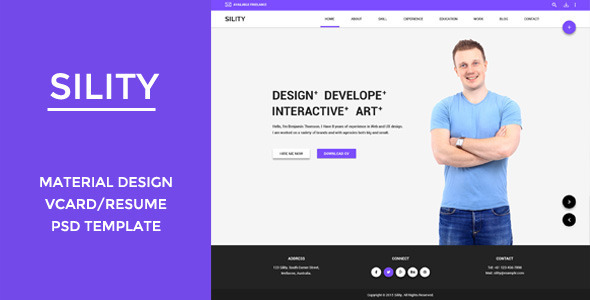 Sility - Material Design Vcard & CV PSD Template