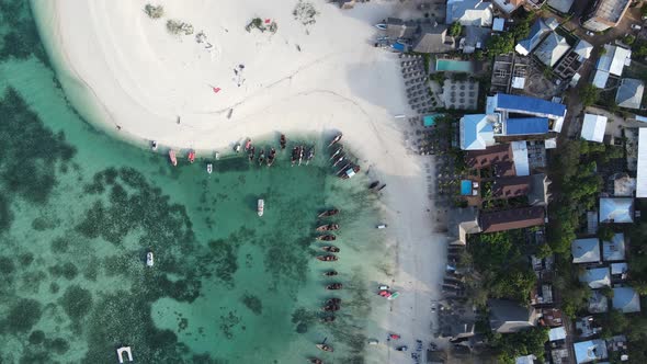 Aerial View of the Beach on Zanzibar Island Tanzania Slow Motion