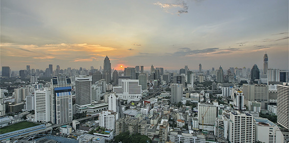 Modern Skyline from Day to Night