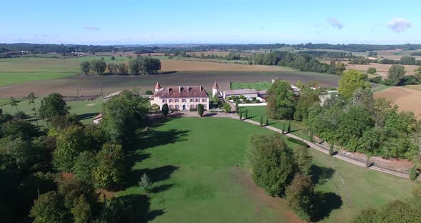 Aerial view of Bourbet Castle, France