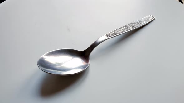Spoon Stainless Steel on White Background