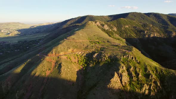 Drone Footage Of Lookout Mountain Rd Near Golden Colorado USA During Sunset.