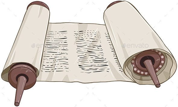Traditional Jewish Torah Scroll with Text