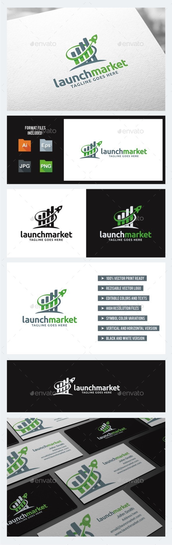 Launch Market - Rocket Logo Template