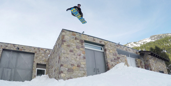 Snowboarding Roof Jump