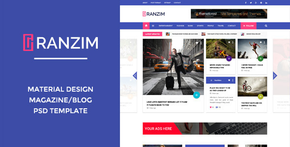 Ranzim - Material Design Blog PSD Template