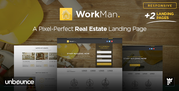WorkMan – Real Estate and Construction Unbounce Landing Page Template