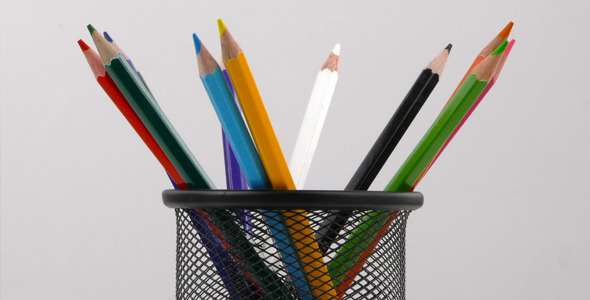 Pencils in a Box On White Background 1