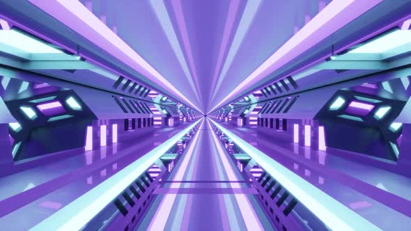 3d Illustration of  FHD 60Fps Geometric Sci Fi Tunnel