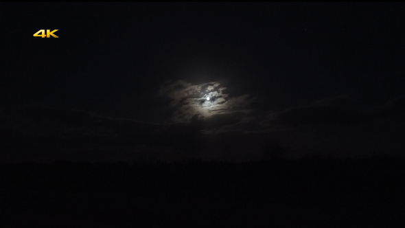 Full Moon and Clouds in Night Sky