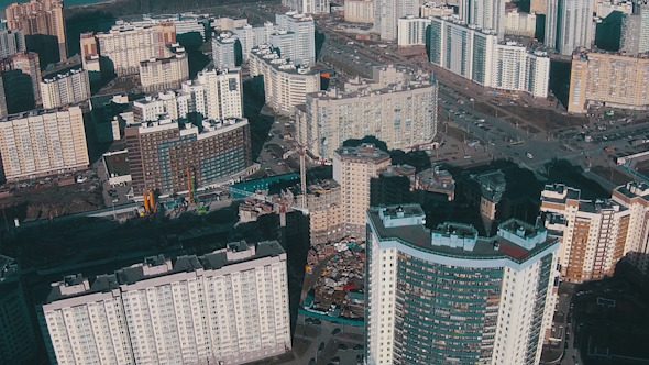 Flying Over of Residential Multistory Quarters