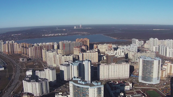 Flying Over of Residential Multistory Quarters alt