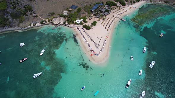 Aerial Orbit over Pinel Island Beach in St. Martin, French Caribbean