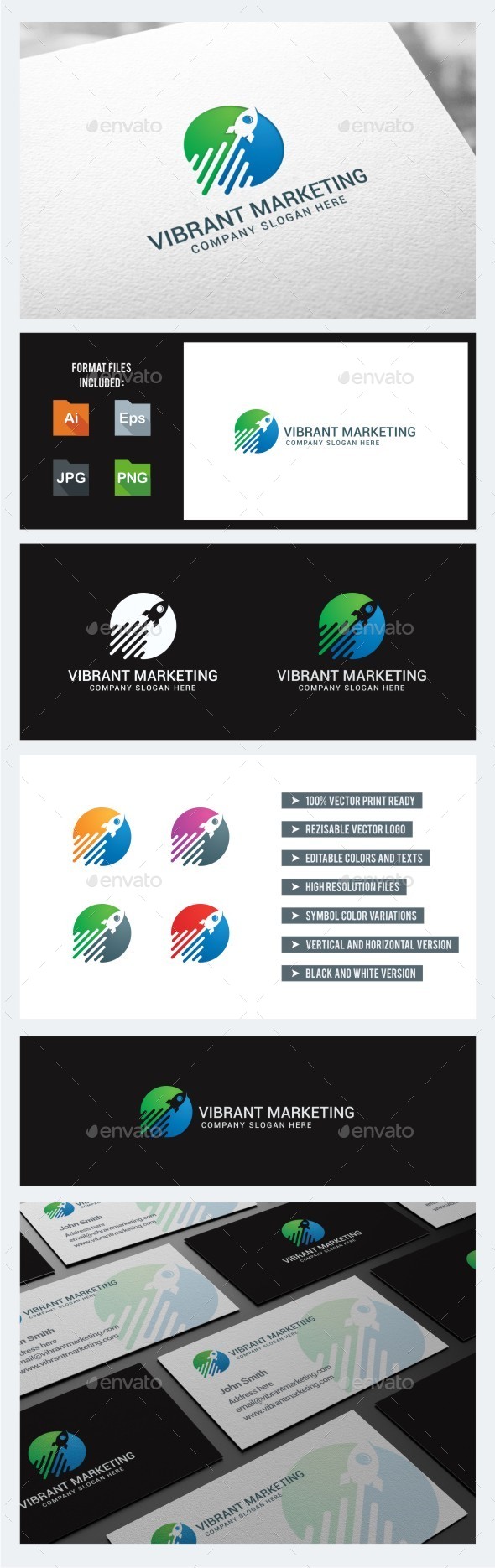 Vibrant Marketing - Rocket Logo Template