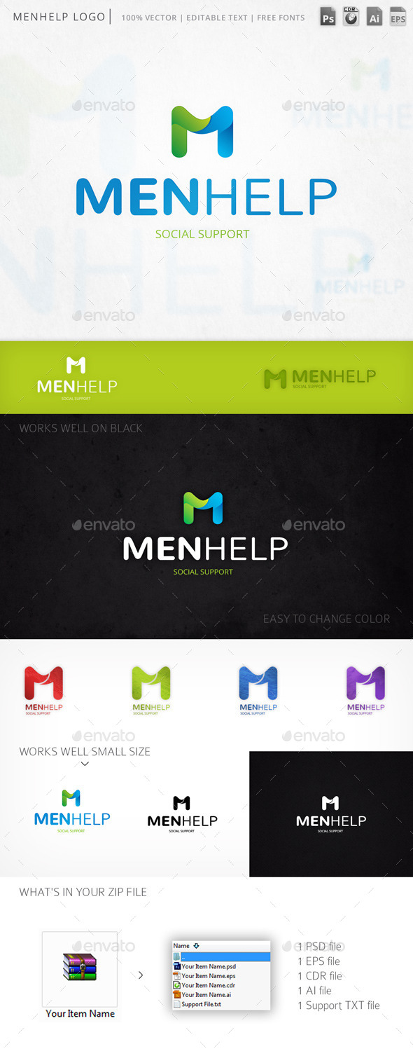 Menhelp Letter M Logo Template
