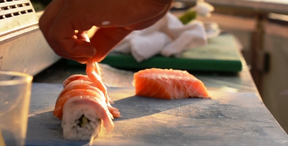 Sushi with Salmon in the Sunlight