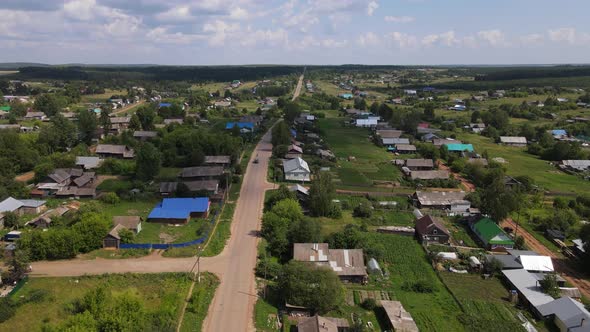 Fly Above Suburb District in Cast Valley  Bogorodskoe in Kirov Region