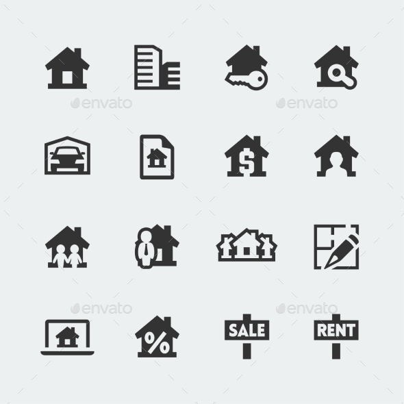Vector Real Estate Mini Icons Set