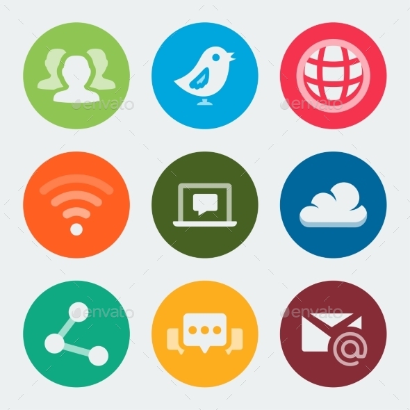 Vector Colorful Web and Social Icons Set