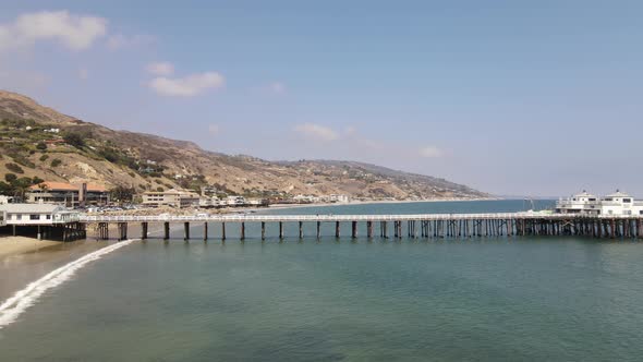 Aerial View of Malibu Pier and Beach on Sunny Day California USA