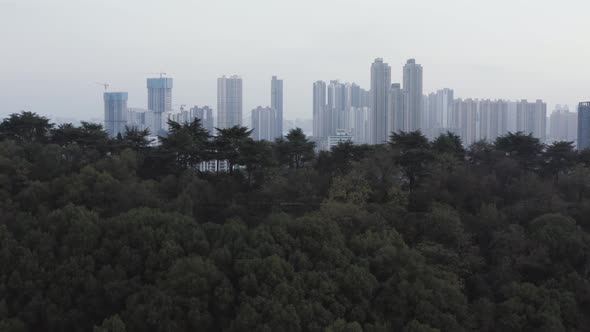 Aerial view of Wuhan downtown, China.