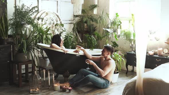 Young couple spending time together in their beautiful house