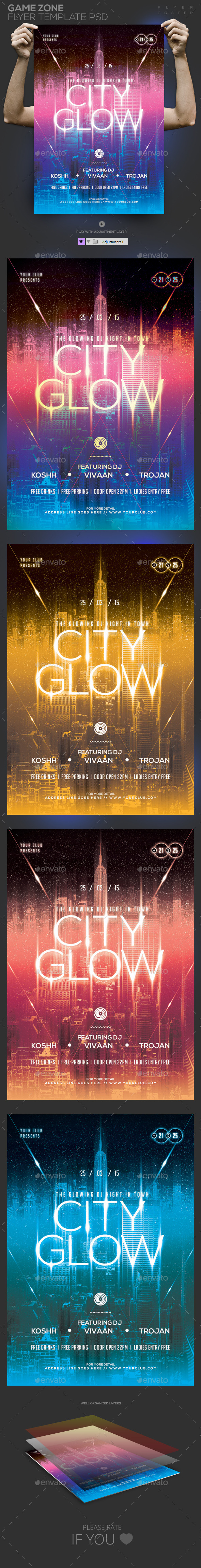 Glow City Template PSD Flyer/Poster
