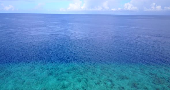 Wide angle above abstract view of a summer white paradise sand beach and turquoise sea background