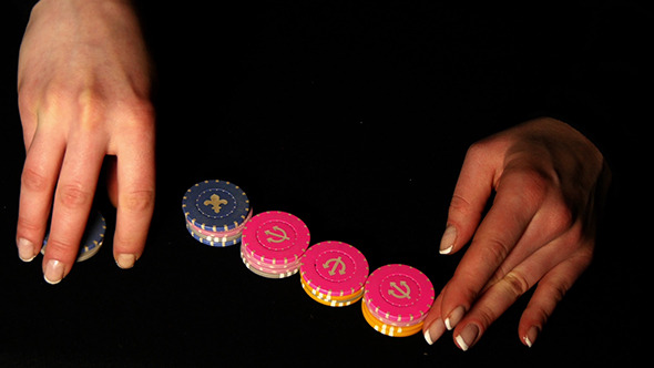 Female Hands Mixed Poker Chips