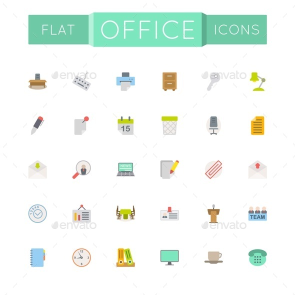 Vector Flat Office Icons