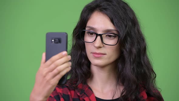 Young Beautiful Businesswoman Using Phone