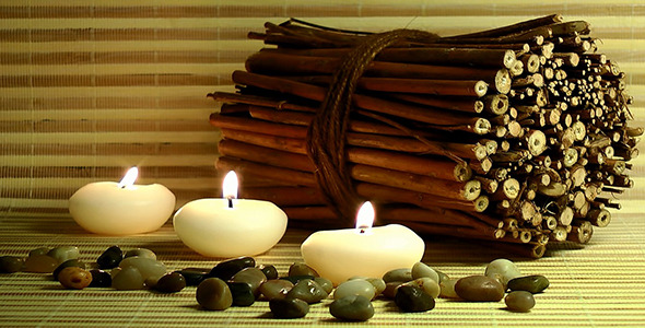 Candles Stones & Scented Wood Pieces