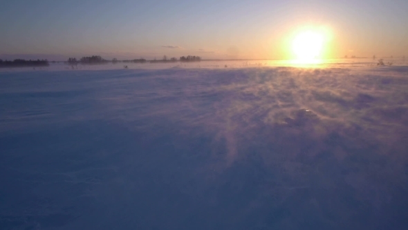 Snowstorm In The Arctic With Drifting Snow