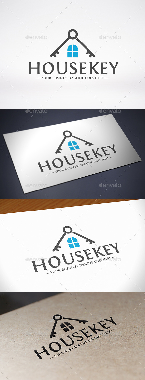 House Key Roof Logo Template