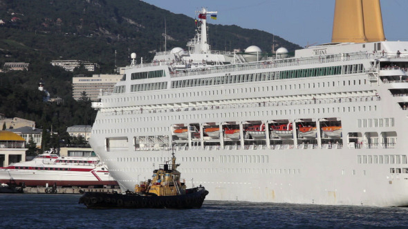 Luxury Cruise Ship Leaving Port