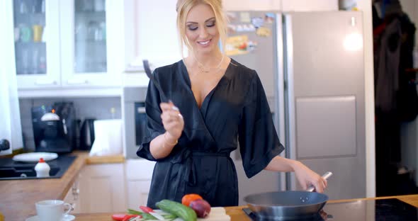 Sexy Blond Housewife Cooking Dinner 3