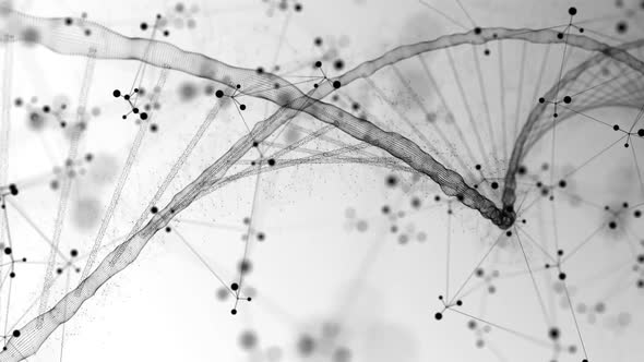 Dna Background with Gene Helix and Genome Spiral Chain on the White Copy Space