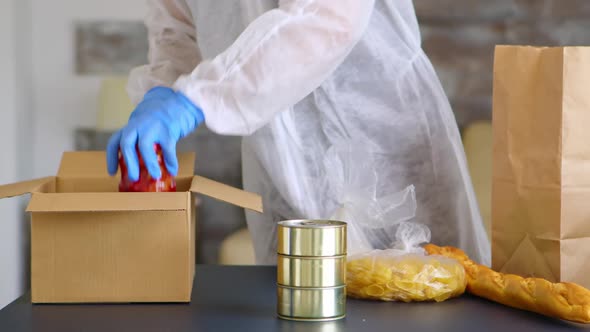 Social Worker Packing Food