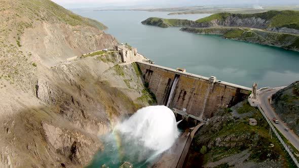 Aerial view of hydroelectric power station