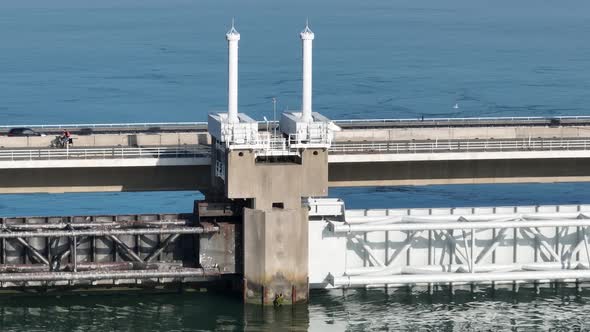 The Oosterscheldekering is a Flood Defense System in the Netherlands Part of the Delta Works in the