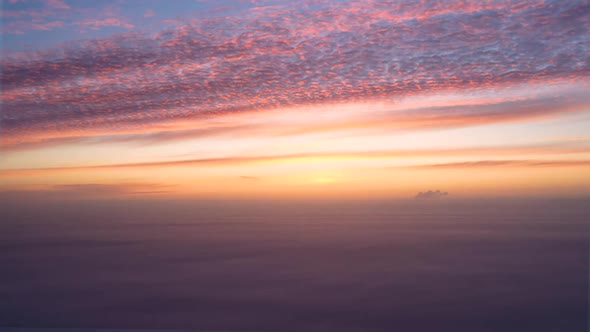 Aerial view of a sunrise, Italian Alps, Italy.