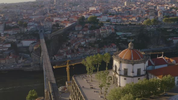 Porto in Portugal, aerial drone cityscape view 4k