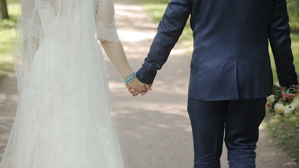 Beautiful Wedding Couple is Walking