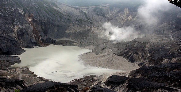 Sulfur Volcano Crater and Smoke