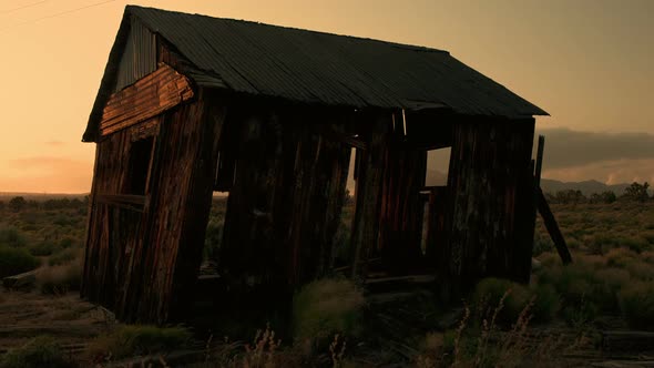 Abandon House At Sunset